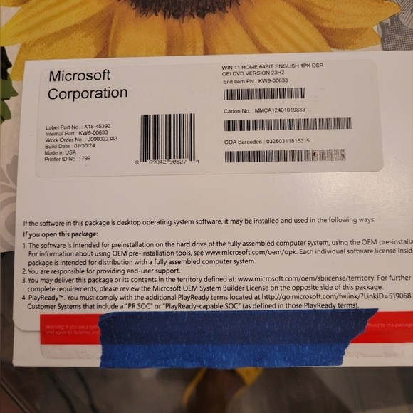 Microsoft System BuilderWindоws 11 HomeIntended use for new systemsInst
